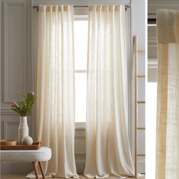 NWOT set QUINCE 48x108 Cotton Sheer Curtains Set of 2 Ivory - Picture 1 of 8
